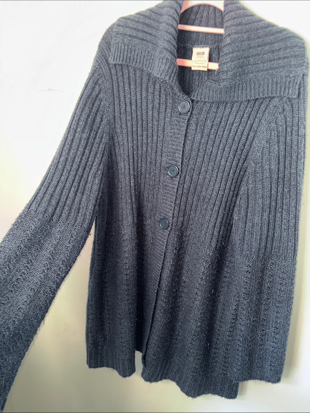 Vintage Faded Glory Dark blue Ribbed Shawl-Collar Cardigan, sz 4X